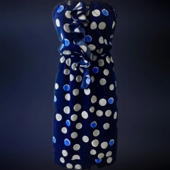 Banana Republic Navy Strapless Polka Dot Dress 6 - Picture 3 of 7